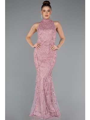 Abiyefon Halter Yaka Boncuklu Uzun Balık Abiye ABU4791