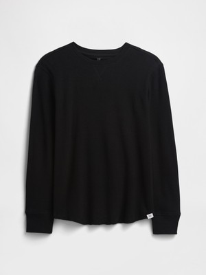 Gap Erkek Çocuk Siyah Waffle-Knit T-Shirt