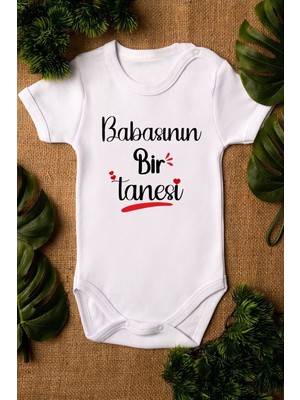 Overoz Organik %100 Pamuk Babasının Bir Tanesi Baskılı Bebek Body Kısa Kollu Çıtçıtlı Badi Zıbın 5246