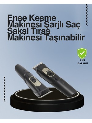 TeknoKesgin KESGİN MARKET ® Kablosuz, Paslanmaz Çelik Bıçaklı Profesyonel Saç ve Sakal Tıraş Makinesi – Sessiz, Güçlü ve Ergonomik