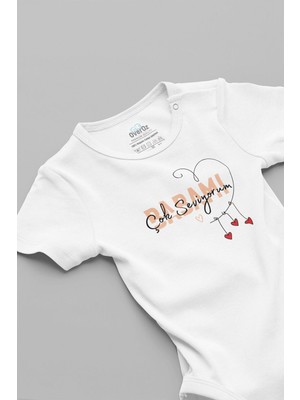 Overoz Organik %100 Pamuk Babamı Çok Seviyorum Yazılı Bebek Body Badi Çıtçıtlı Zıbın 5739