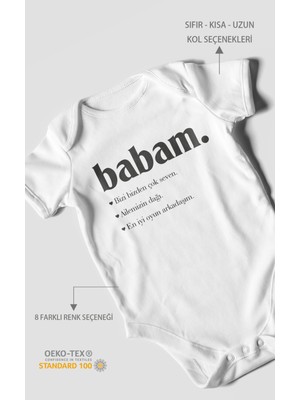 Babam Baskılı Bebek Zıbını – Çıtçıtlı Body 8 Renk | %100 Pamuk Kısa Kol