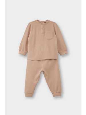 DeFacto Pijama Takımı Uzun Kollu Waffle Üst Uzun Alt Erkek Bebek G1520A525WN