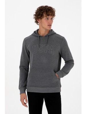 U.S. Polo Assn. Erkek Regular Fit Kapüşonlu Antrasit Melanj Basic Sweatshirt 50315663-VR081