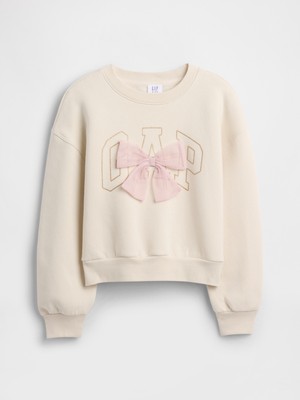 Gap Kız Çocuk Kırık Beyaz Oversized Grafik Sweatshirt