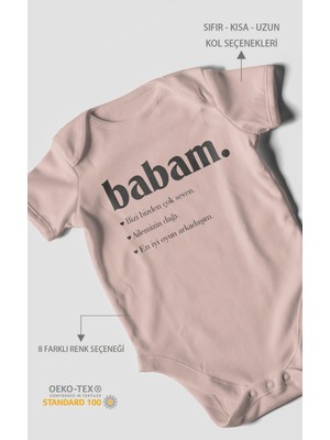 Babam Baskılı Bebek Zıbını – Çıtçıtlı Body 8 Renk | %100 Pamuk Kısa Kol