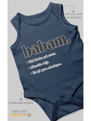 Babam Baskılı Bebek Zıbını – Çıtçıtlı Body 8 Renk | %100 Pamuk Sıfır Kol