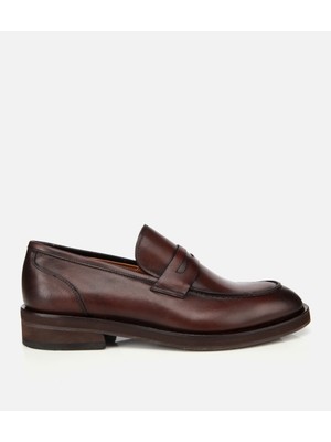 Hotiç Erkek Deri Kahverengi Klasik Loafer Ayakkabı