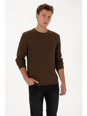 U.S. Polo Assn. Erkek Regular Fit Bisiklet Yaka Kahverengi Sweatshirt 50316390-VR029