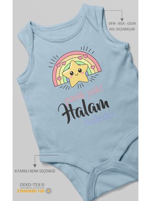 Morivo Kids Panik Yok Halam Halleder Baskılı Bebek Zıbını – Çıtçıtlı Body 8 Renk | %100 Pamuk Kısa Kol