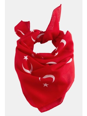 Zero Lvsqvr Ay Yıldız Desenli Bandana 50X50-KIRMIZI