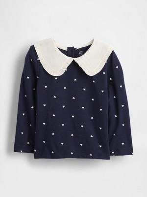 Gap Kız Bebek Lacivert Sailor Yaka Uzun Kollu T-Shirt