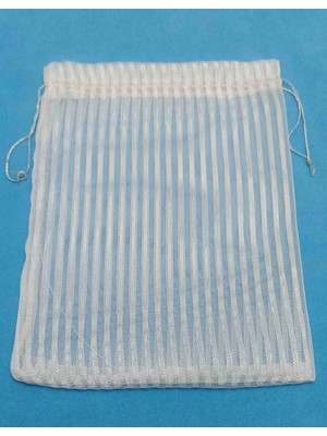 Fnt Inci Ip Çizgili Desen Tül Kese 22*28 cm Ebatında 12 Adettir Hediyelik Bohçalık Çeyizlik