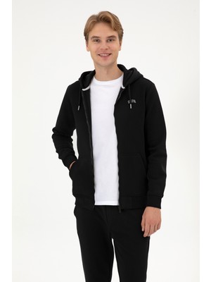 U.S. Polo Assn. Erkek Regular Fit Siyah Şardonlu Örme Hırka 50313755-VR046