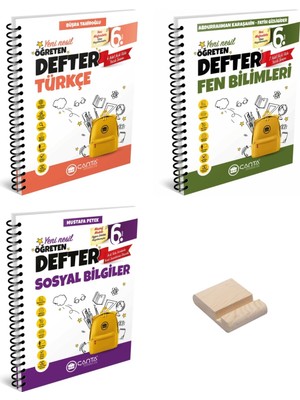 Çanta Yayınları 6. Sınıf Öğreten Defter Türkçe Fen Bilimleri ve Sosyal Bilgiler 3lü Set + Telefon Standı