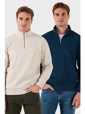 Buratti Pamuklu Regular Fit Dik Yaka 2'li Paket Sweat Erkek Sweat 59052592S2