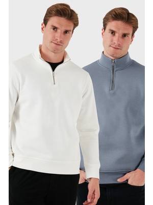 Buratti Pamuklu Regular Fit Dik Yaka 2'li Paket Sweat Erkek Sweat 59052592S2