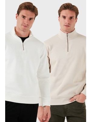 Buratti Pamuklu Regular Fit Dik Yaka 2'li Paket Sweat Erkek Sweat 59052592S2