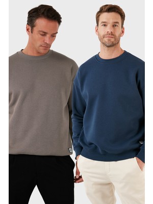 Buratti Regular Fit Bisiklet Yaka Şardonlu 2'li Paket Sweat Erkek Sweat 5905255S2