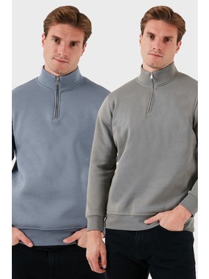 Buratti Pamuklu Regular Fit Dik Yaka 2'li Paket Sweat Erkek Sweat 59052592S2