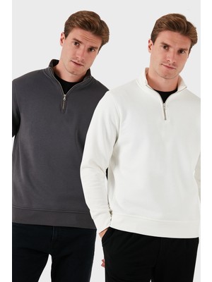 Buratti Pamuklu Regular Fit Dik Yaka 2'li Paket Sweat Erkek Sweat 59052592S2