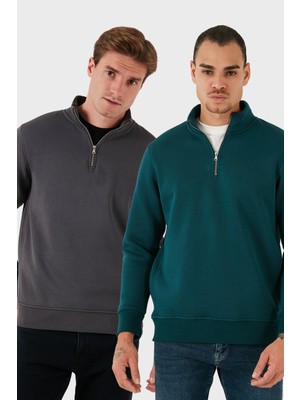 Buratti Pamuklu Regular Fit Dik Yaka 2'li Paket Sweat Erkek Sweat 59052592S2