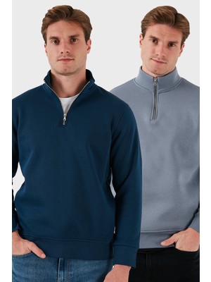 Buratti Pamuklu Regular Fit Dik Yaka 2'li Paket Sweat Erkek Sweat 59052592S2