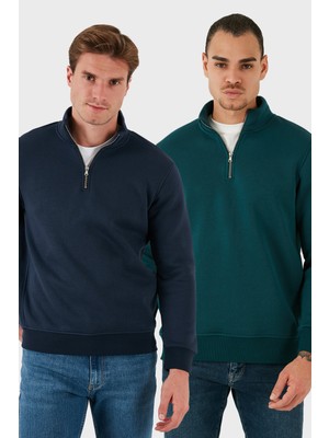 Buratti Pamuklu Regular Fit Dik Yaka 2'li Paket Sweat Erkek Sweat 59052592S2