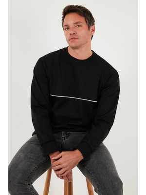 Buratti Pamuklu Şerit Detaylı Relaxed Fit Bisiklet Yaka Sweat Erkek Sweat 5901227