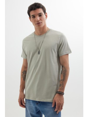 Tudors Unisex Slim Fit Dar Kesim %100 Pamuk Yumuşak Dokulu Gri Bisiklet Yaka Tişört