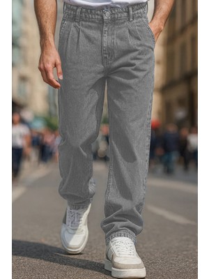 Cedy Denim Erkek Pileli Yüksek Bel Bol Kesim Baggy Loose Fit Jean PANTOLON-C354
