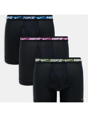 Nike Dri Fit Ultra Stretch 3 Pack Micro 3 Lü Paket Kısa Boxer Siyah 3 Renk Bantlı