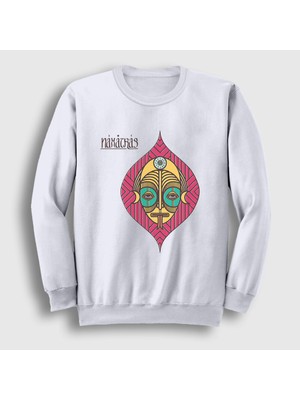 Presmono Unisex Beyaz Band Naxatras Sweatshirt