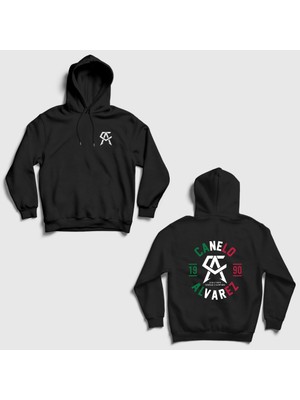 Presmono Unisex Siyah Champ Boks Boxing Canelo Alvarez Sırt Baskılı Kapüşonlu Sweatshirt