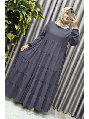 Elmas Tesettür Kadın Tesettür Giyim Büyük Beden 5 Katlı Endonezya Krebi Elbise