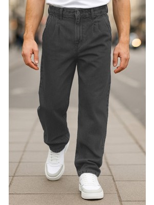 Cedy Denim Erkek Pileli Yüksek Bel Bol Kesim Baggy Loose Fit Jean PANTOLON-C354