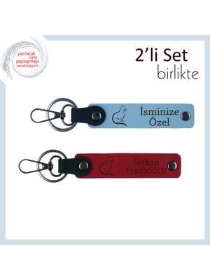 Miawiki Kedili Hediye Kutusuna Yakışır, Pati Motifli, Isme Yazılabilir Anahtarlık, Gök Mavi-Kırmızı