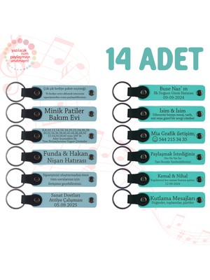 Miawiki Gök Mavi & Turkuaz, 14’lü Set, Kişisel Anı Anahtarlık, Kurumsal Konferans Katılımcılarına Hediye