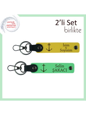 Miawiki Marina Sevdalısı Babaya Uygun Doğum Günü Hediyesi, Gemici Figürlü Deri Set, Sarı-Fıstık Yeşil