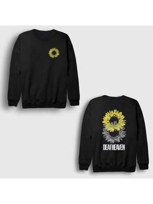 Presmono Unisex Siyah Sunflower Deafheaven Sırt Baskılı Sweatshirt