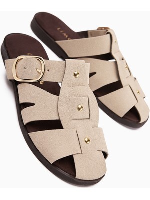 Limoya Hima Bej Comfort Tokalı Kadın Terlik