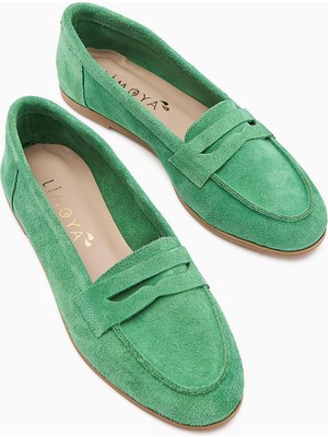 Limoya Solina Hakiki Deri Yeşil Süet Makosen Ayakkabı Rahat Günlük Loafer