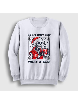 Presmono Unisex Beyaz What A Year Yılbaşı Noel Christmas Sweatshirt