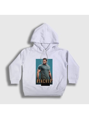 Presmono Unisex Çocuk Beyaz Poster Reacher Alan Ritchson Kapüşonlu Sweatshirt