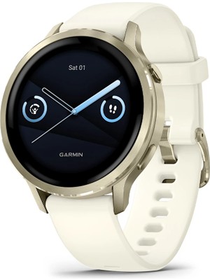 Garmin Garmın Venu 4 - 41 mm - Lunar Gold Silikon Kayışlı