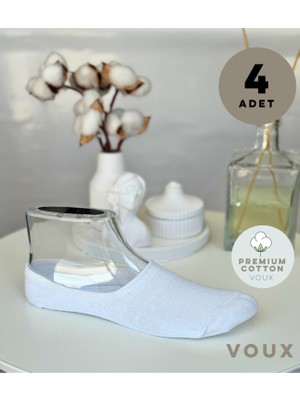Voux Erkek Beyaz Babet Çorap 4 'lü