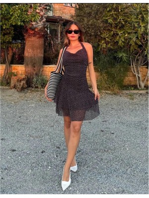 Elbise Puantiyeli - Siyah - M