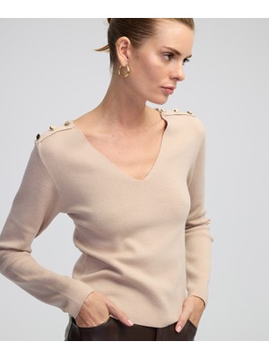 İpekyol Amorf metal aksesuarlı triko IW6240050295014