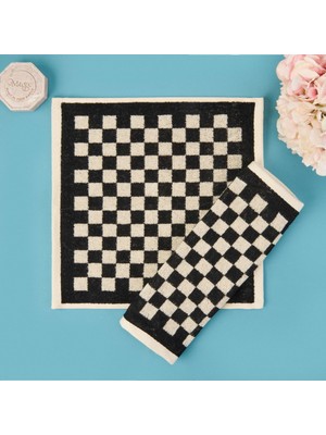 Matmel Soft Elena 2'li Havlu Seti - Ekru / Siyah - 30X30 cm