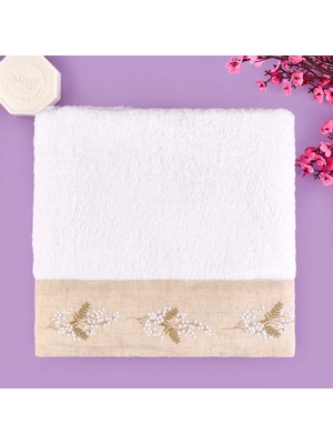 Matmel Soft French Cottage Ruva Yüz Havlusu - Ekru - 50X90 cm